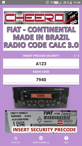 RADIO CODE for FIAT PSA BRAZIL
