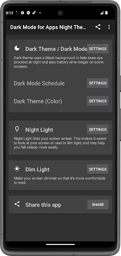 Dark Mode for Apps Night Theme screenshot 1