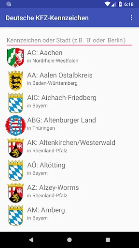 Deutsche KFZ Kennzeichen