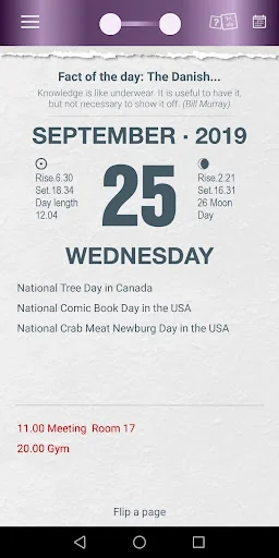 Page-a-Day calendar and widget