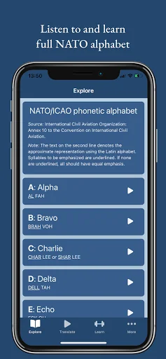 Learn NATO Phonetic Alphabet screenshot 1