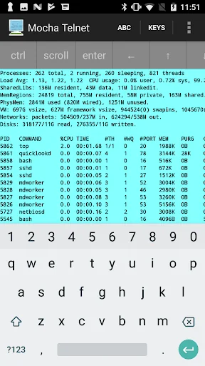 Mocha Telnet Lite screenshot 1