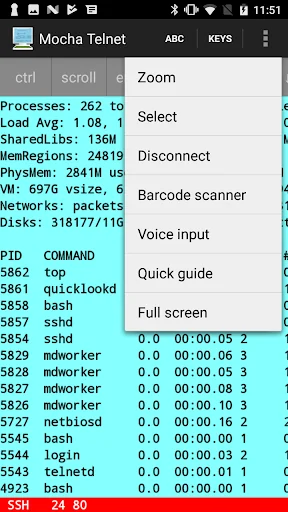 Mocha Telnet Lite screenshot 2
