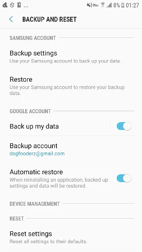 Backup And Reset Settings Shor