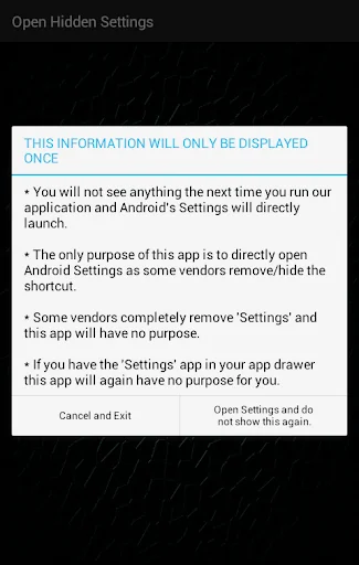 Open Settings (shortcut to set screenshot 1