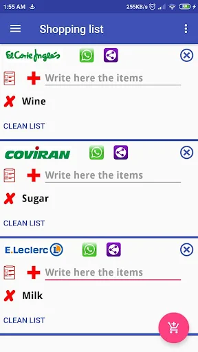 Shopping list ordered by super