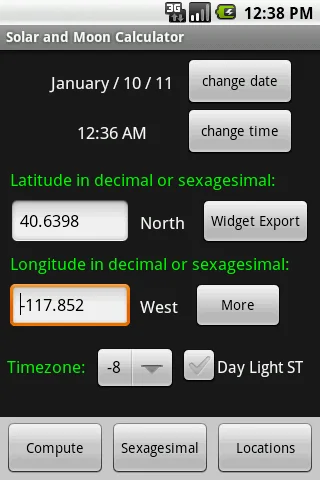 Solar and Moon Calculator screenshot 1