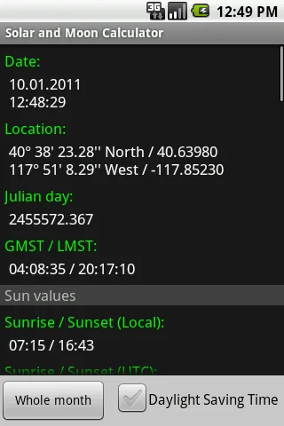Solar and Moon Calculator screenshot 2