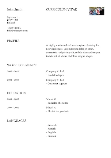 Curriculum Vitae screenshot 1
