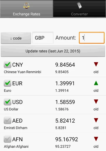 Exchange rate. All currencies screenshot 1