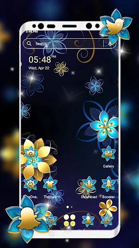 Golden Blue Flower Themes