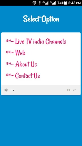 LiveTV India Channels Search