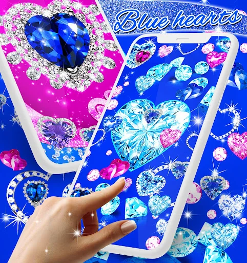 Blue hearts diamonds wallpaper screenshot 2