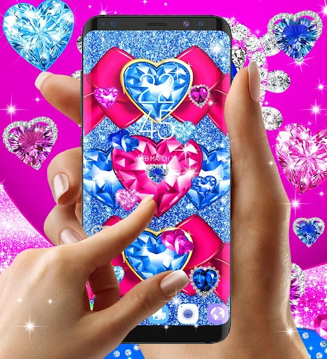Blue hearts diamonds wallpaper screenshot 3