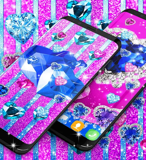 Blue hearts diamonds wallpaper screenshot 4