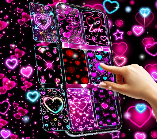 Neon hearts live wallpaper screenshot 1