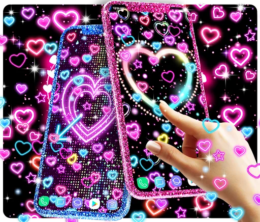 Neon hearts live wallpaper screenshot 2