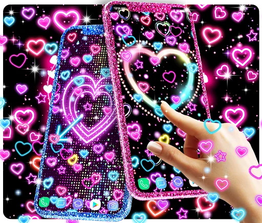 Neon hearts live wallpaper screenshot 1