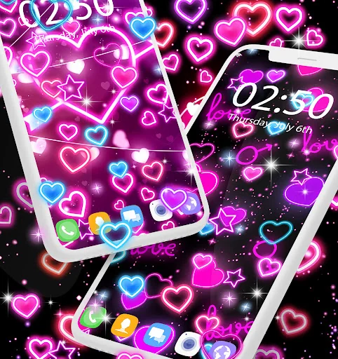 Neon hearts live wallpaper screenshot 3