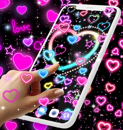 Neon hearts live wallpaper screenshot 4