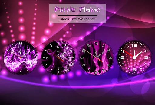 Purple Flame Clock Wallpaper