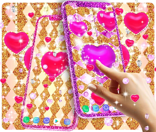 Golden diamond heart wallpaper