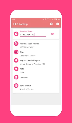 HLR Lookup screenshot 1