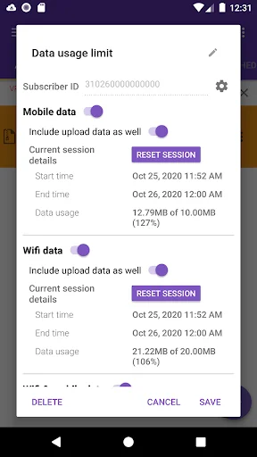 1DM Mobile data usage limit pl