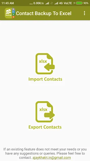 Backup Contact To Excel (Impor