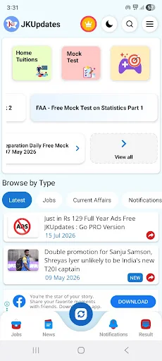JKUpdates Jobs, JK News, Mocks screenshot 2