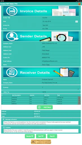 Invoice PDF Maker for Mobile screenshot 1