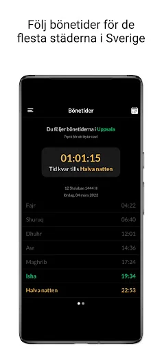 Muslimappen - Bönetider, Qibla