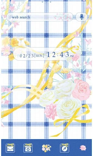 Flower Theme-Blue Gingham- screenshot 1