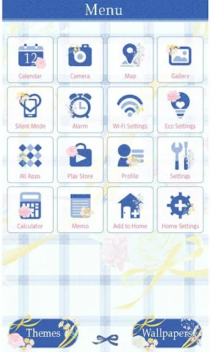 Flower Theme-Blue Gingham- screenshot 3