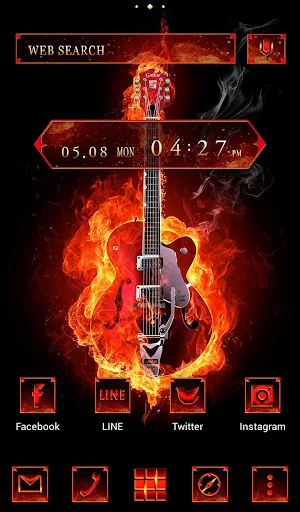 Stylish Theme Fire Guitar