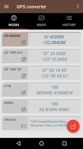 GPS coordinate converter screenshot 1