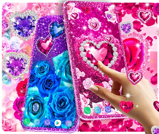 Diamond rose glitter wallpaper screenshot 1