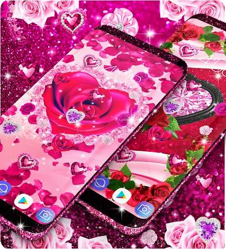 Diamond rose glitter wallpaper screenshot 2