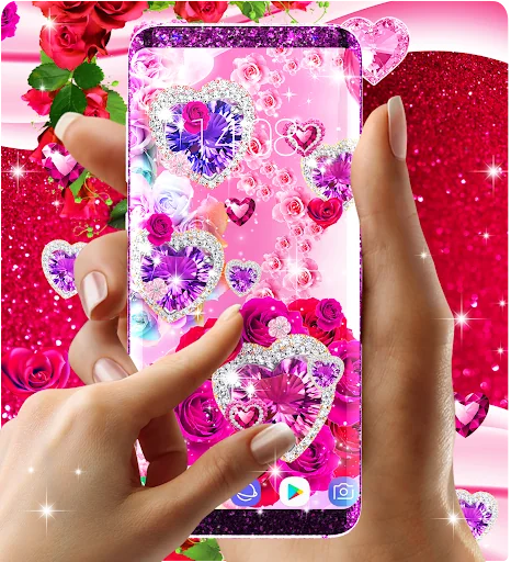 Diamond rose glitter wallpaper screenshot 3