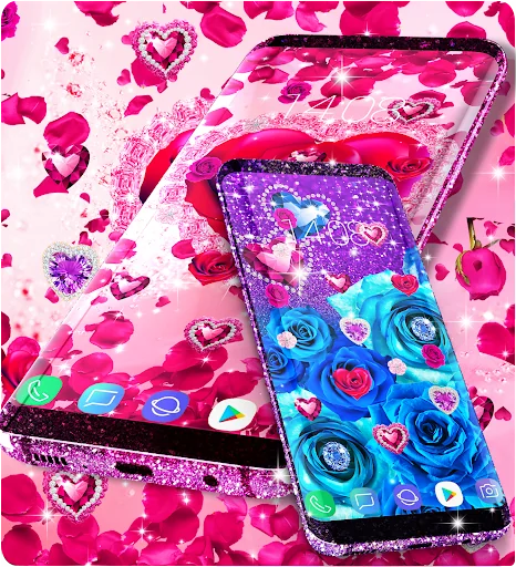 Diamond rose glitter wallpaper screenshot 4