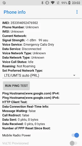 Mobile and Network info screenshot 1