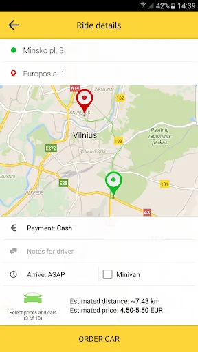 eTAKSI - get taxi in Lithuania screenshot 1