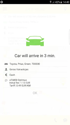 eTAKSI - get taxi in Lithuania screenshot 2