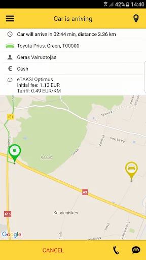 eTAKSI - get taxi in Lithuania screenshot 3