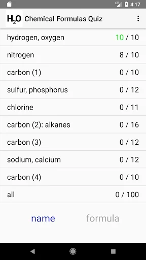 Chemical Formulas Quiz