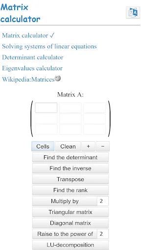Matrix calculator screenshot 1