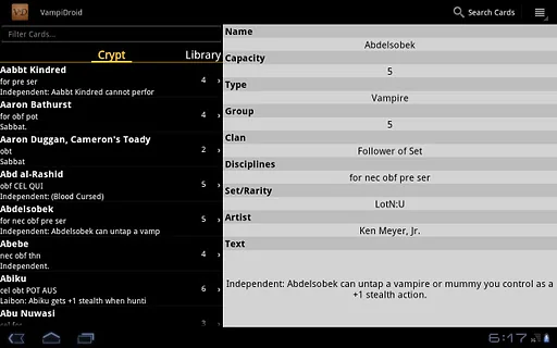 VampiDroid - VTES Cards screenshot 2