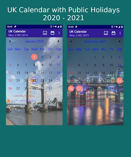 UK Calendar - Holidays 2020 - 