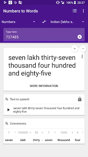 Numbers to Words converter
