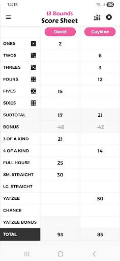 13 Rounds Score Sheet